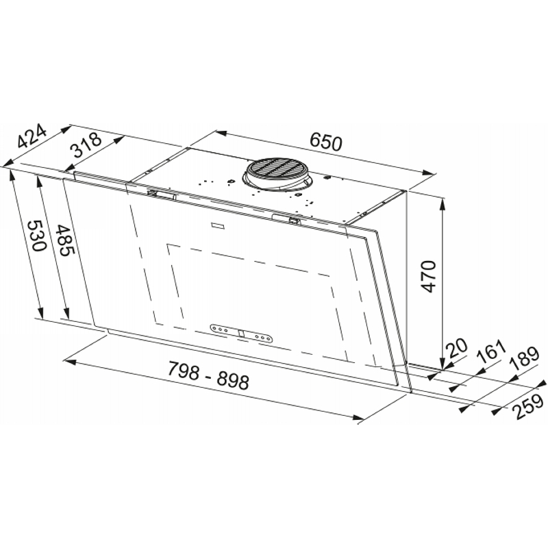 Витяжка FMA 2.0 PRO 907 BK похила, чорне скло. Franke (330.0682.357)