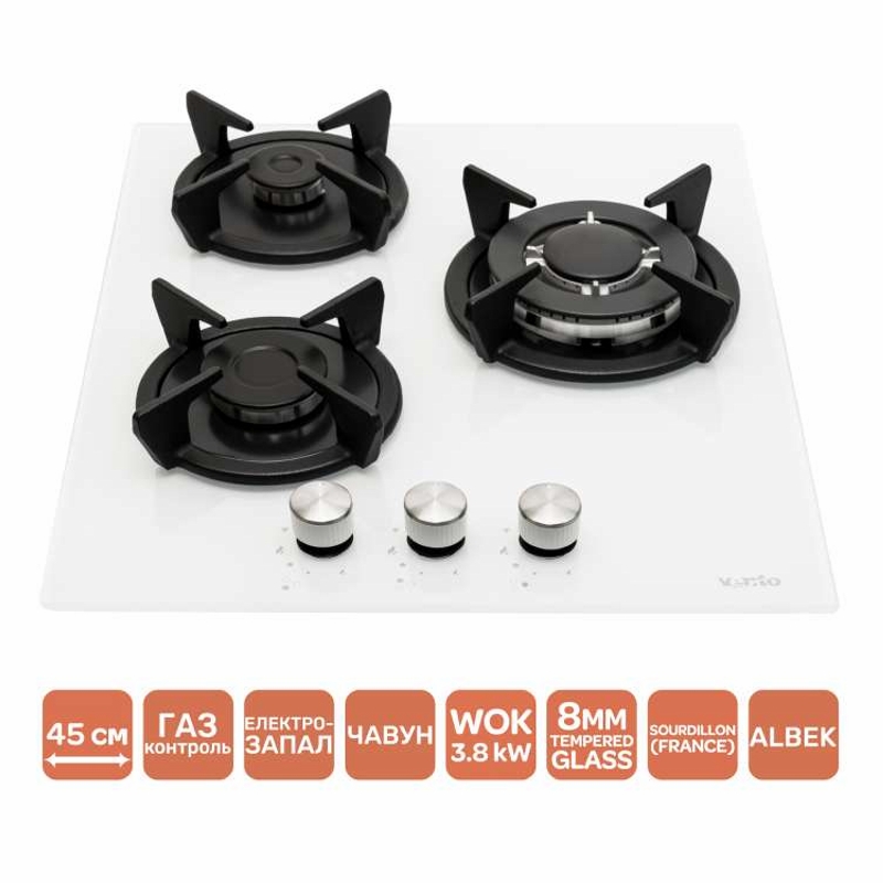 Газова варильна поверхня HG430-G3G CEST (WH) VENTOLUX