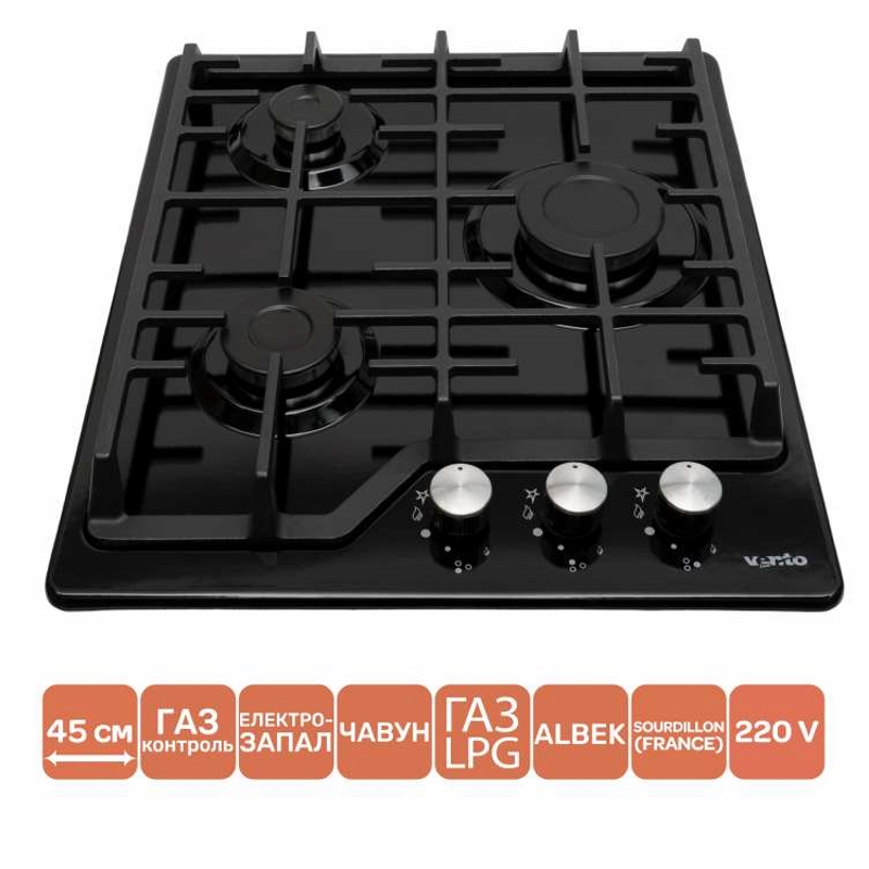 Газова варильна поверхня HG430-L3 CS (BK) VENTOLUX Газова варильна поверхня HG430-L3 CS (BK) VENTOLUX