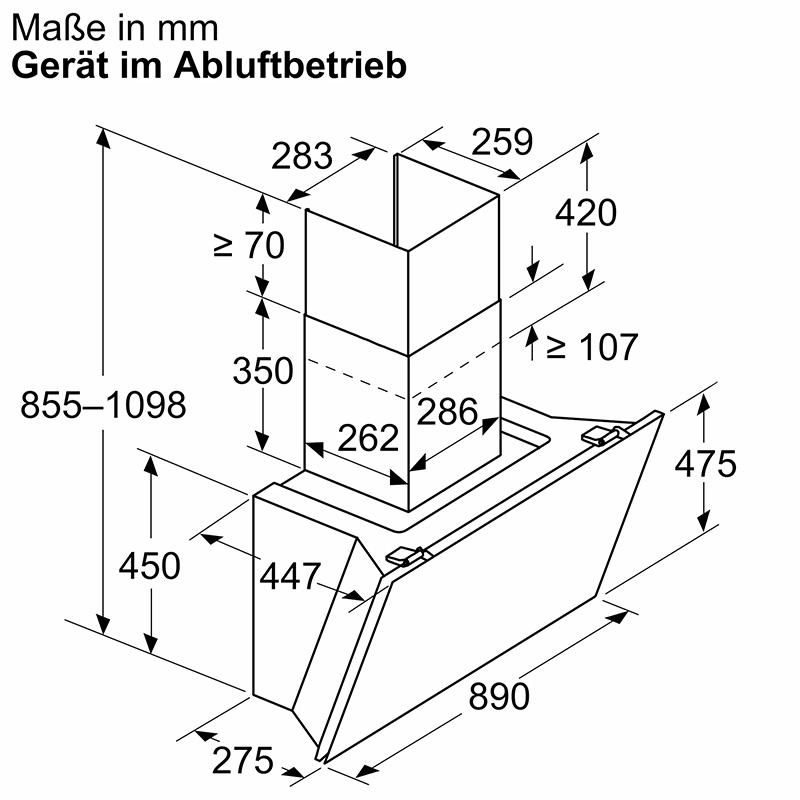 Витяжка пристінна чорна D98IPT2Y5 Neff