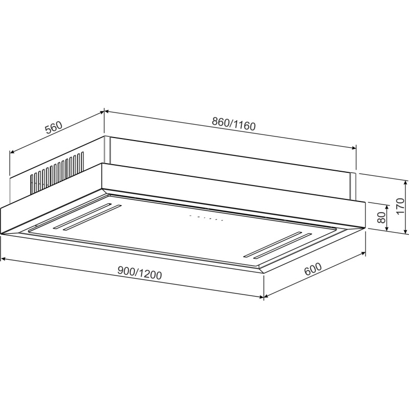Витяжка кухонна Alia 2914-1800 black glass GRANADO
