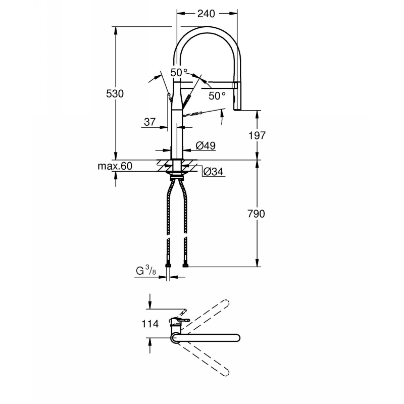 Змішувач Essence, матовий графіт Grohe (30294AL0) Змішувач Essence, матовий графіт Grohe (30294AL0)