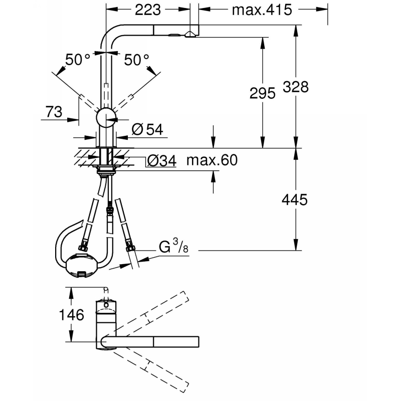 Змішувач Minta, графіт Grohe (30274A00) Змішувач Minta, графіт Grohe (30274A00)