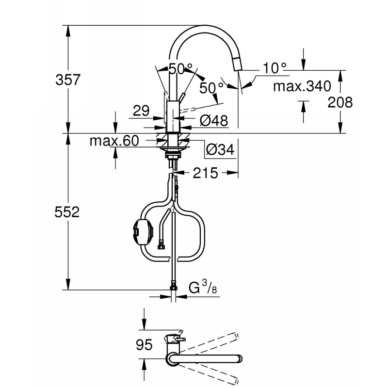Змішувач BauClassic, хром Grohe (30573000) Змішувач BauClassic, хром Grohe (30573000)