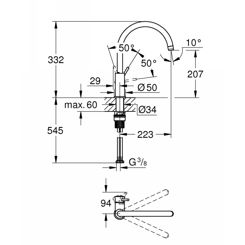 Змішувач BauClassic, хром Grohe (30577000)