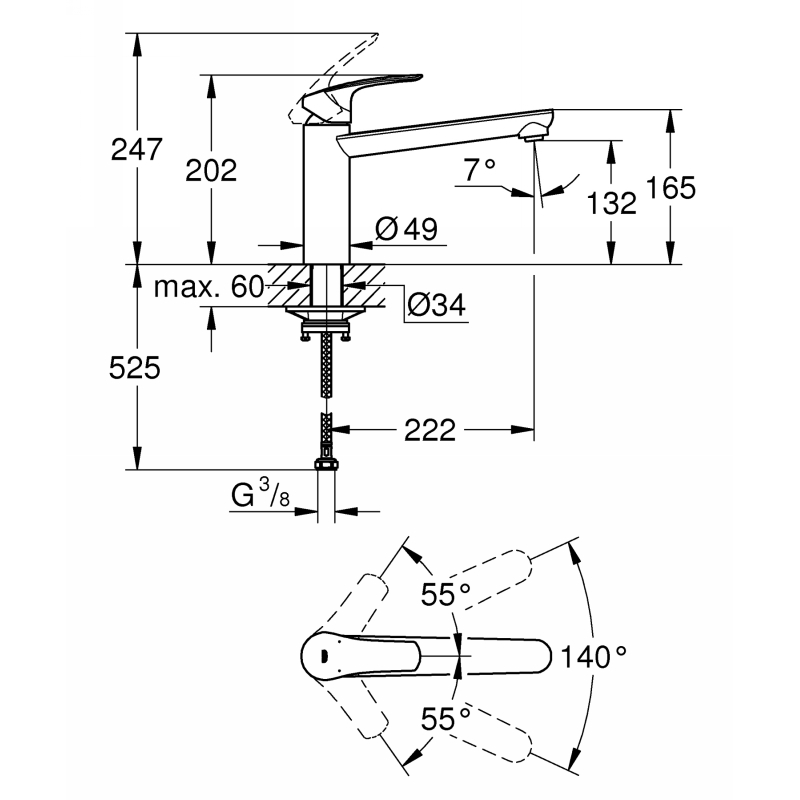 Змішувач Via, супер сталь Grohe (30464DC0) Змішувач Via, супер сталь Grohe (30464DC0)