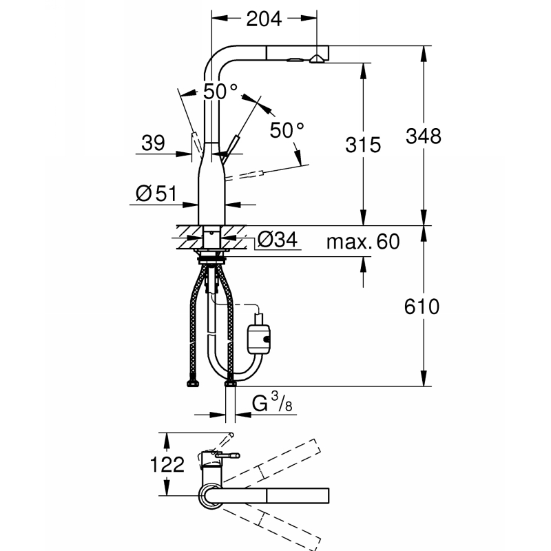 Змішувач Essence, графіт Grohe (30270A00)
