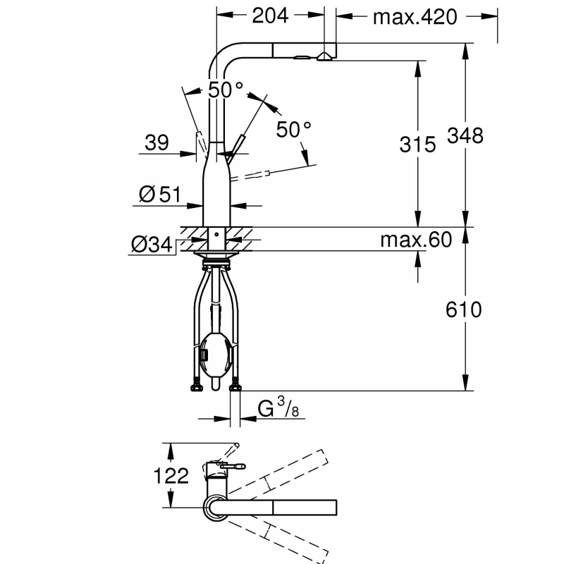 Змішувач Essence, матовий графіт Grohe (30270AL0)