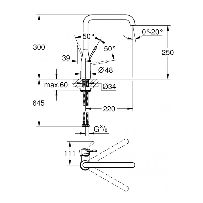 Змішувач Essence, прохолодний схід сонця Grohe (30269GL0)