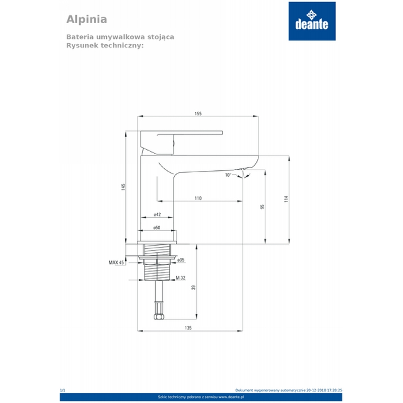 Змішувач для раковини Alpinia хром Deante (BGA_020M) Змішувач для раковини Alpinia хром Deante (BGA_020M)