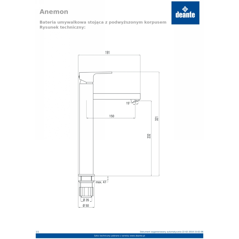 Змішувач для раковини  Anemon Bis хром Deante (BCZ_021K)