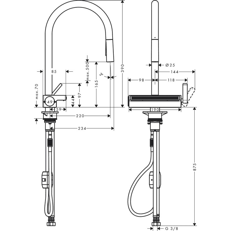 Змішувач для кухні Aquno Select M81 (в/ш) сталь Hansgrohe