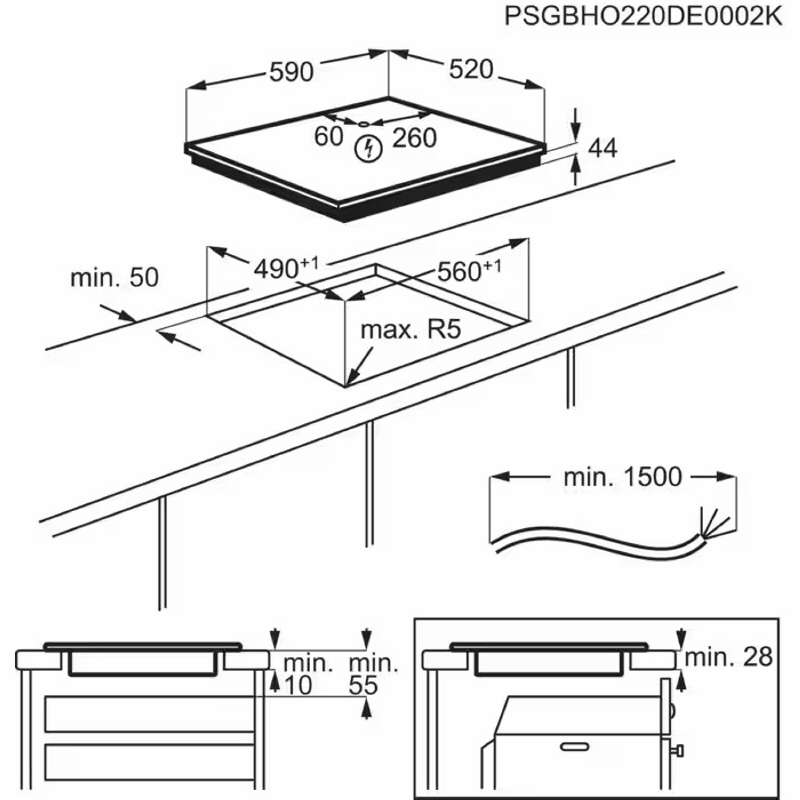 Варильна поверхня індукційна EIS62453 (60см) Hob2Hood чорний Electrolux