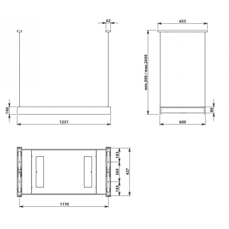Острівна витяжка LIGHT 180 см чорний (CLTI80.E0P2#NRSN451F) Falmec
