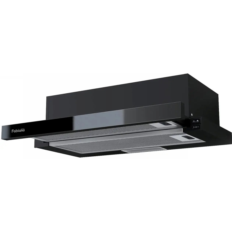 Витяжка телескопічна чорна SlimLine 60 Black Glass Fabiano Витяжка телескопічна чорна SlimLine 60 Black Glass Fabiano