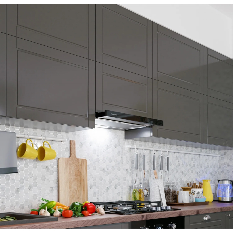 Витяжка телескопічна чорна SlimLine 60 Black Glass Fabiano Витяжка телескопічна чорна SlimLine 60 Black Glass Fabiano