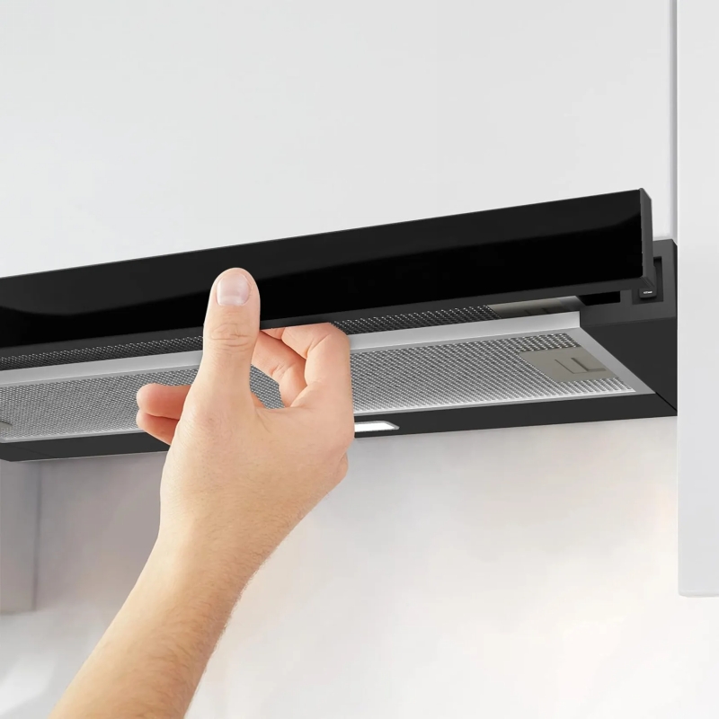 Витяжка телескопічна чорна SlimLine 60 Black Glass Fabiano Витяжка телескопічна чорна SlimLine 60 Black Glass Fabiano