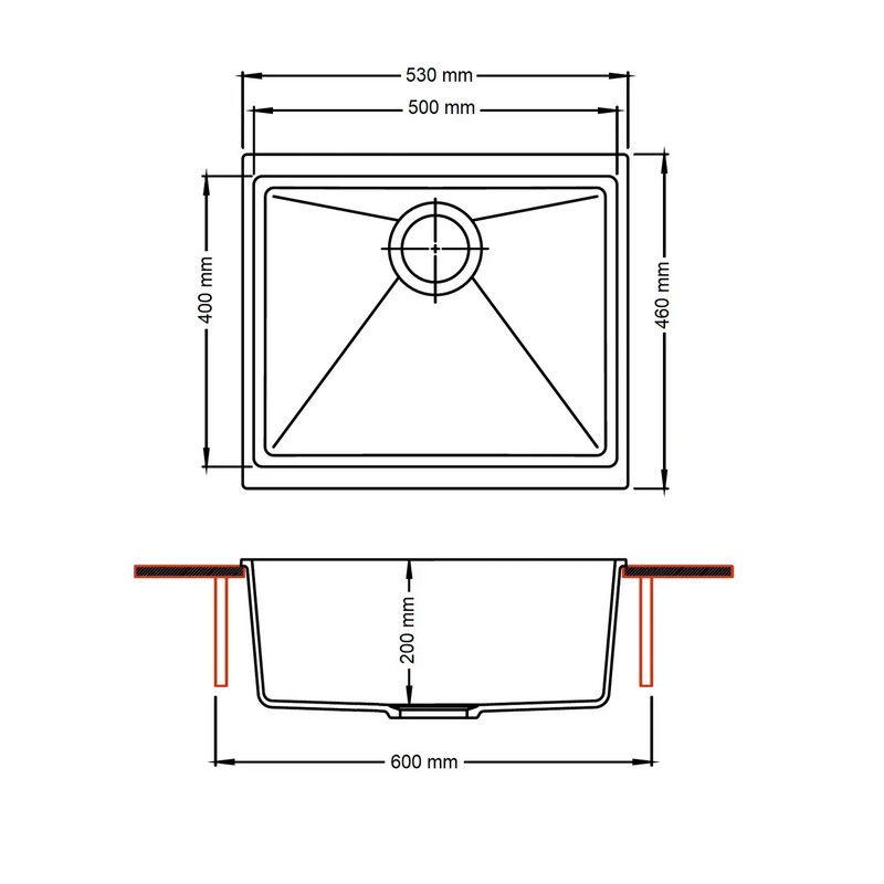 Мийка граніт Navio 53x46 Titanium Fabiano