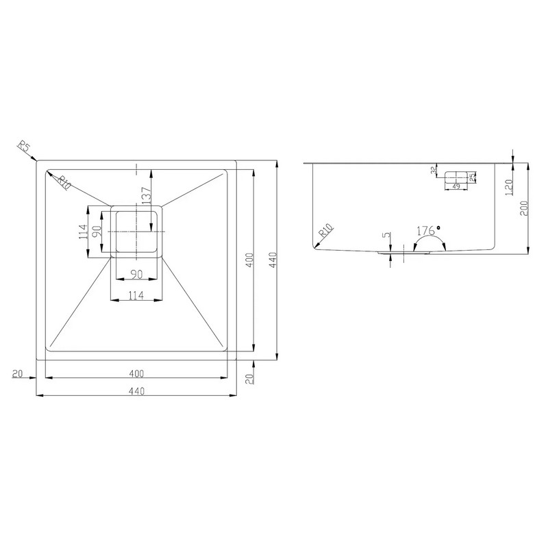 Мийка нерж. Quadro 44 Celldecor Nano Graphite (мпс) Fabiano