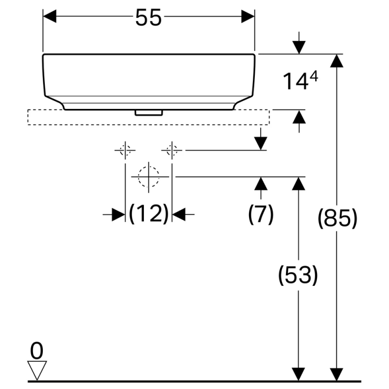 Умивальник на стільницю VariForm 55х40 см, Geberit {500.774.01.2) Умивальник на стільницю VariForm 55х40 см, Geberit {500.774.01.2)
