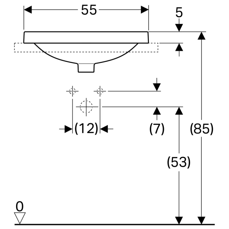 Умивальник накладний VariForm 55х40 см, білий Geberit {500.717.01.2) Умивальник накладний VariForm 55х40 см, білий Geberit {500.717.01.2)
