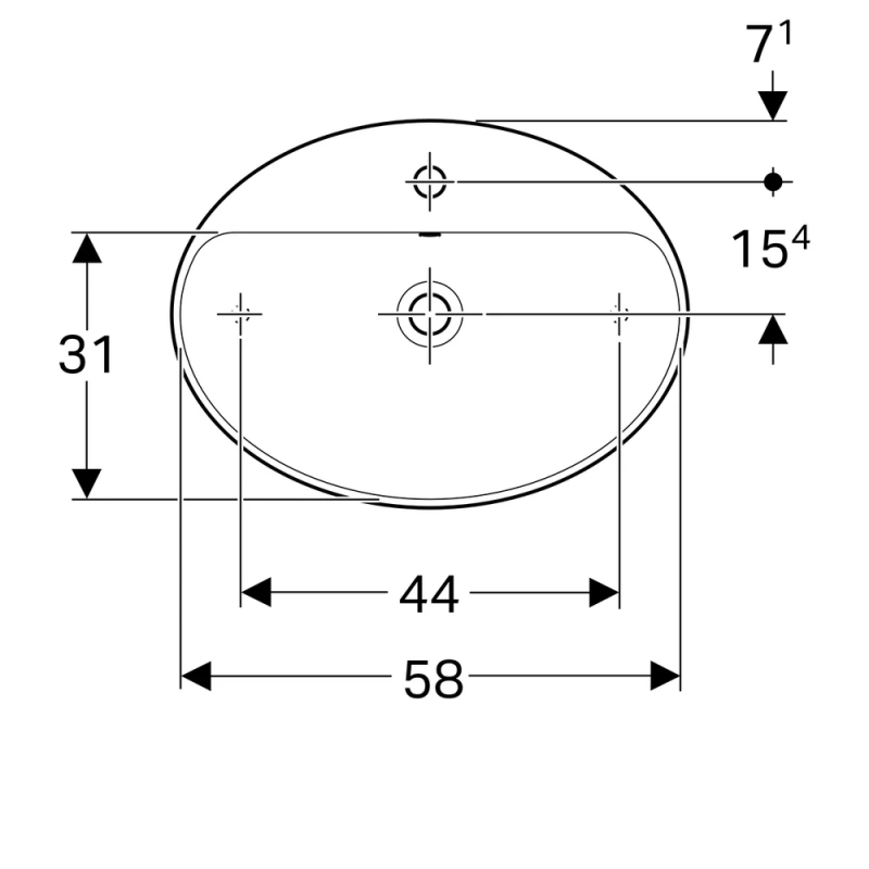 Умивальник на стільницю VariForm 60х45 см, білий Geberit {500.772.01.2)