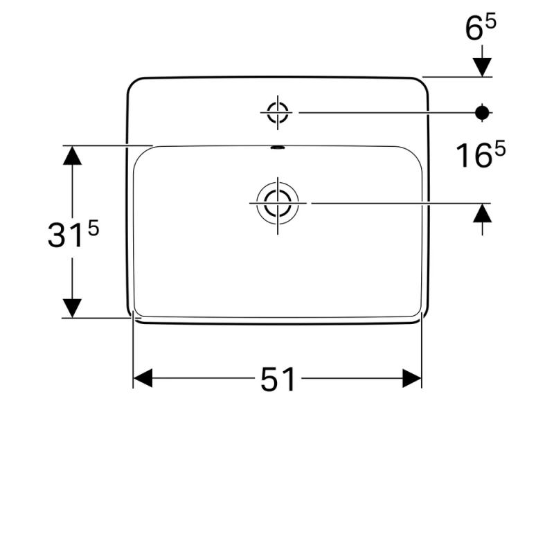 Умивальник накладний VariForm 55х45 см, білий Geberit {500.741.01.2)