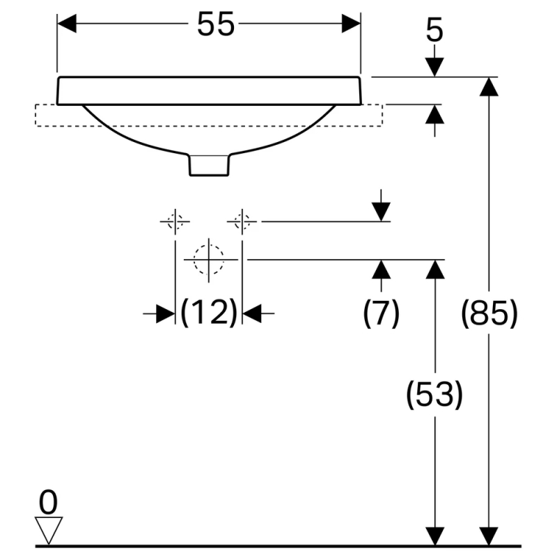 Умивальник накладний VariForm 55х45 см, білий Geberit {500.741.01.2)