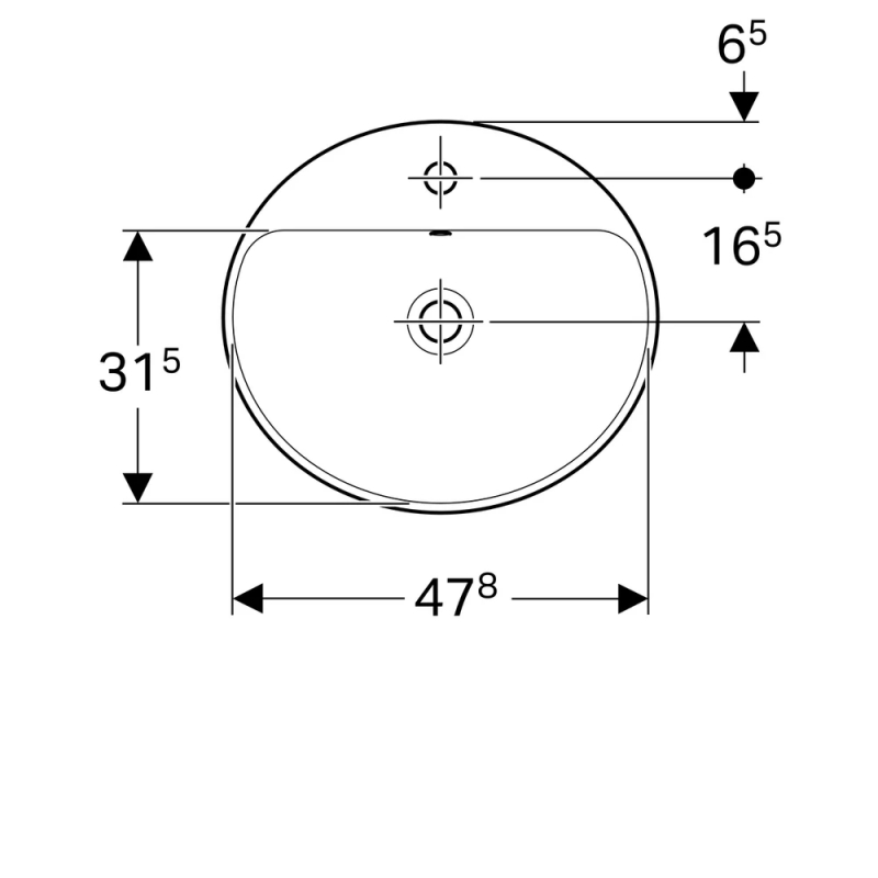 Умивальник накладний VariForm 50х45 см, білий Geberit {500.713.01.2)