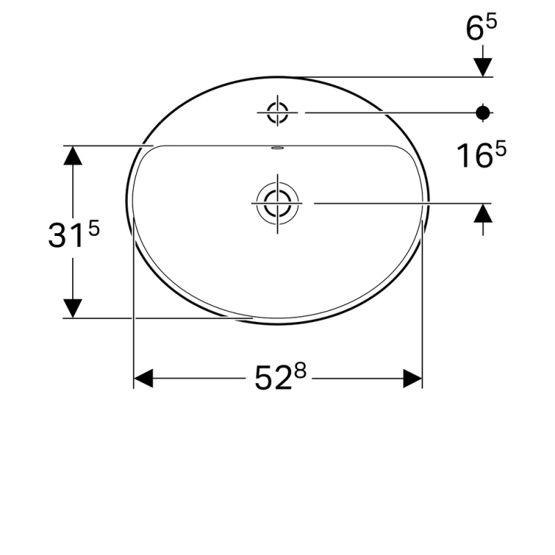 Умивальник накладний VariForm 55х45 см, білий Geberit {500.721.01.2) Умивальник накладний VariForm 55х45 см, білий Geberit {500.721.01.2)