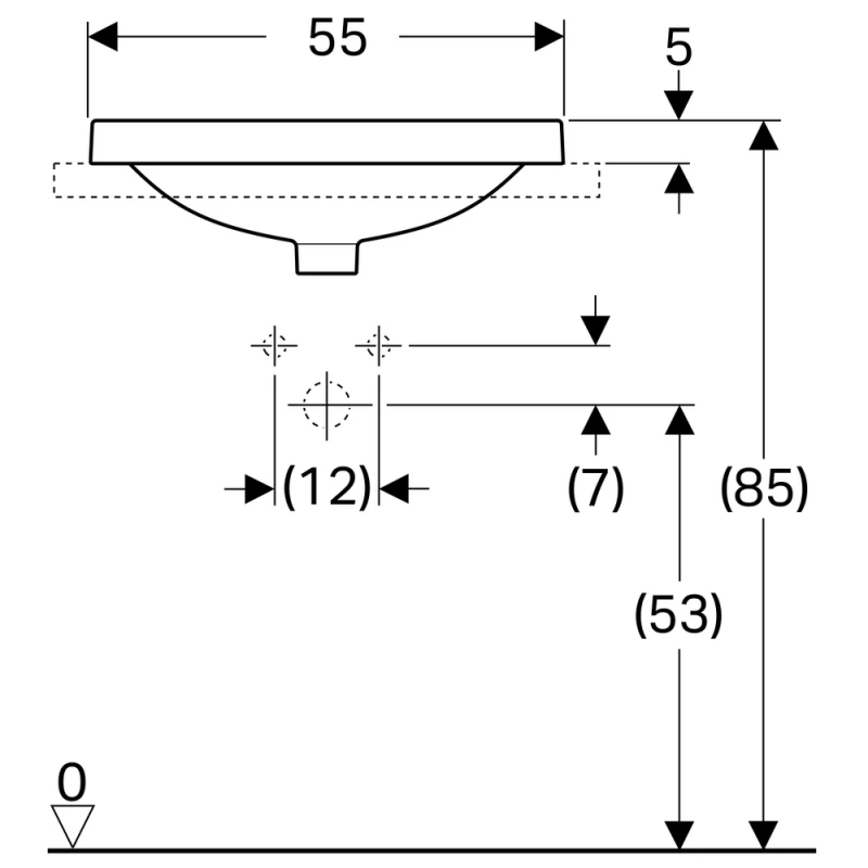 Умивальник накладний VariForm 55х45 см, білий Geberit {500.721.01.2) Умивальник накладний VariForm 55х45 см, білий Geberit {500.721.01.2)