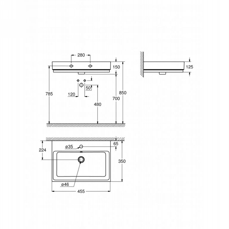 Умивальник підвісний Cube Ceramic 455х350 мм, білий Grohe (3948300H) Умивальник підвісний Cube Ceramic 455х350 мм, білий Grohe (3948300H)