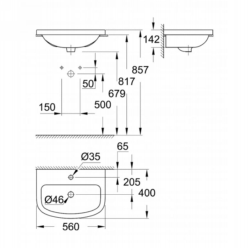 Умивальник накладний Bau Ceramic 55, білий Grohe (39422000)