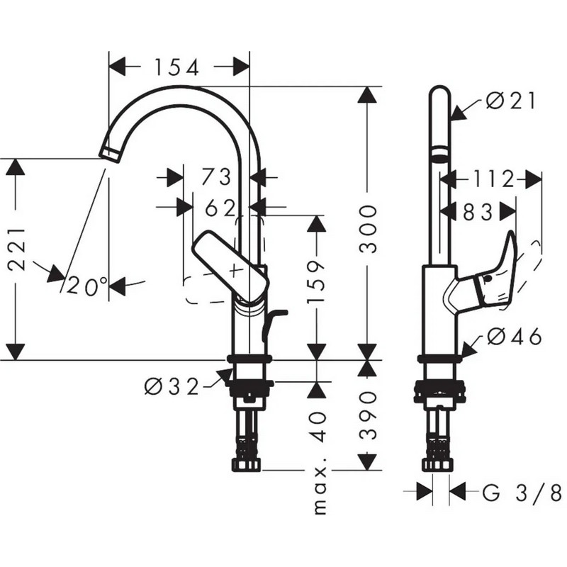 Змішувач для умивальника Logis 210 Chrome Hansgrohe (71130000)
