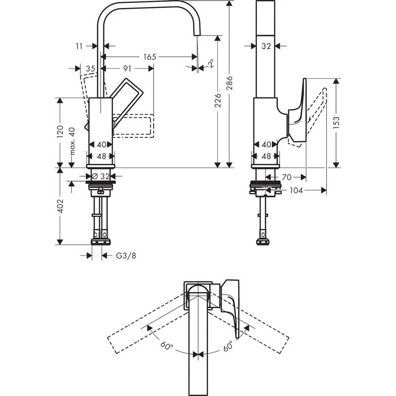 Змішувач для умивальника Metropol 230 Chrome Hansgrohe (74511000)