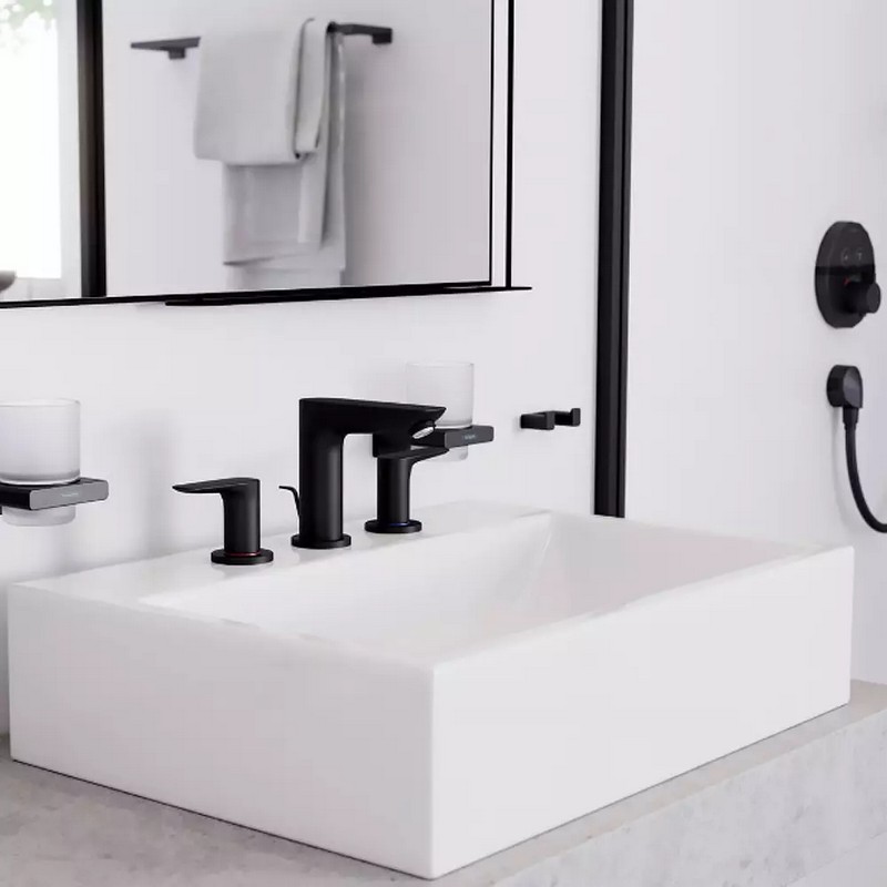 Змішувач для умивальника Talis E на 3 отвори Matt Black Hansgrohe (71733670)