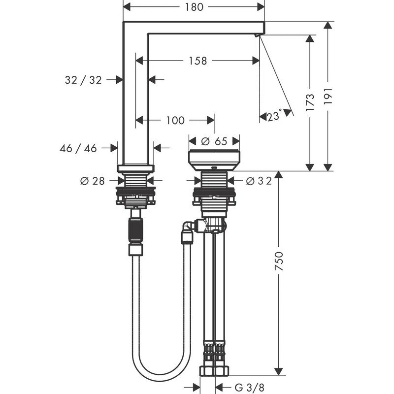Змішувач Tecturis E 150 CoolStart на 2 отвори для умивальника Chrome Hansgrohe (73053000)