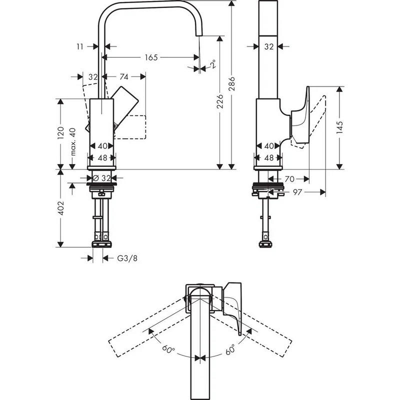 Змішувач для умивальника Metropol 230 із зливним клапаном Push-Open Black Chrome Hansgrohe (32511340) Змішувач для умивальника Metropol 230 із зливним клапаном Push-Open Black Chrome Hansgrohe (32511340)