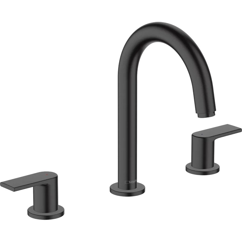 Змішувач для умивальника Vernis Shape на 3 отвори з донним клапаном pop-up Matt Black Hansgrohe (71563670)