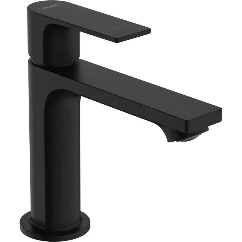 Змішувач для умивальника Rebris E110 Coolstart EcoSmart+ із донним клапаном pop-up Matt Black Hansgrohe (72589670)