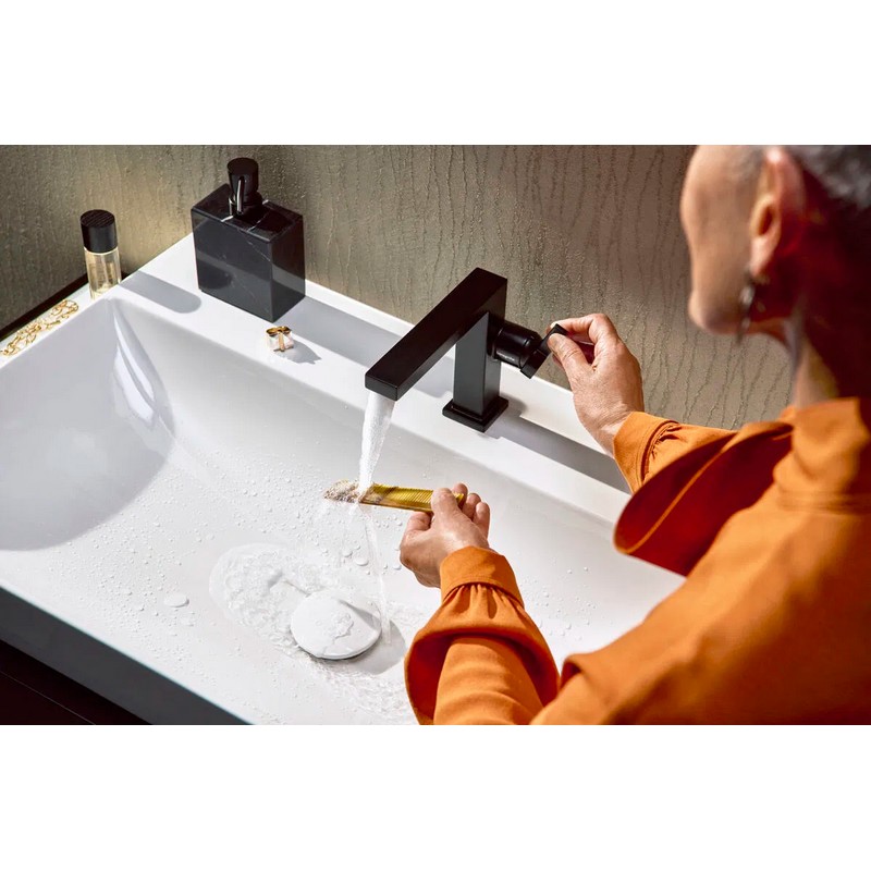 Змішувач для умивальника Tecturis E 110 Fine CoolStart без донного клапана  Matt Black Hansgrohe (73021670)