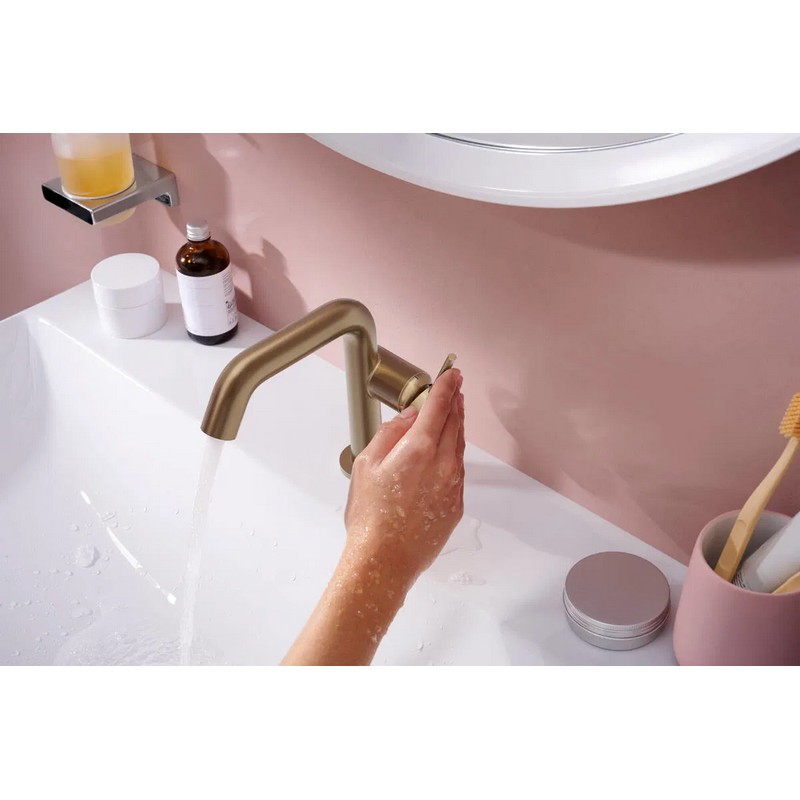 Змішувач для умивальника Hansgrohe Tecturis S 110 Fine CoolStart без донного клапана  Brushed Bronze Hansgrohe (73321140)