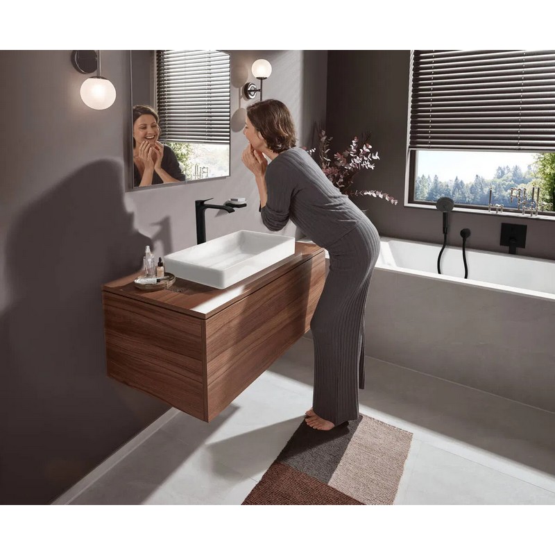 Змішувач для умивальника Vivenis 250 з донним клапаном Matt Black Hansgrohe (75040670)