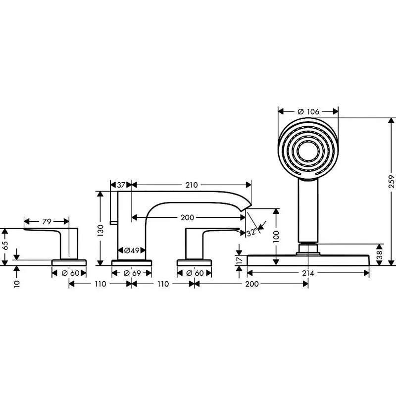Змішувач на борт ванни Vivenis з sBox на 4 отвори Chrome Hansgrohe (75444000) Змішувач на борт ванни Vivenis з sBox на 4 отвори Chrome Hansgrohe (75444000)