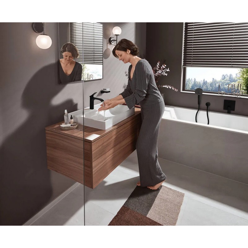 Змішувач для умивальника Vivenis 110 з донним клапаном pop-up, Matt Black Hansgrohe (75020670)