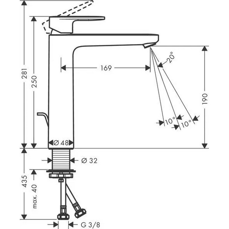 Змішувач для умивальника Vernis Blend 190 з донним клапаном pop-up, Chrome Hansgrohe (71552000) Змішувач для умивальника Vernis Blend 190 з донним клапаном pop-up, Chrome Hansgrohe (71552000)