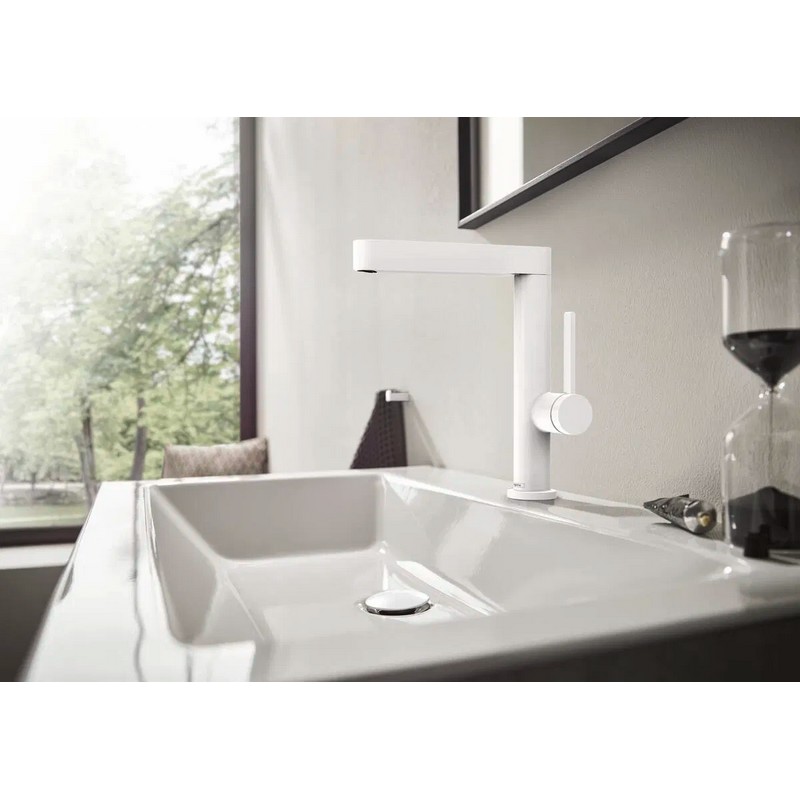 Змішувач для умивальника Finoris 230 з поворотним носиком 2JET та д/к push-open, Matt White Hansgrohe (76060700) Змішувач для умивальника Finoris 230 з поворотним носиком 2JET та д/к push-open, Matt White Hansgrohe (76060700)