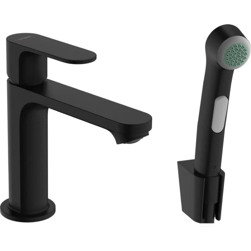 Змішувач для умивальника Rebris S 110 з гігієнічною лійкою, Matt Black Hansgrohe (72215670)