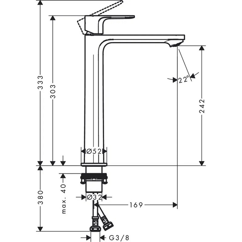 Змішувач для умивальника Rebris S 240 CoolStart без д/к, Chrome Hansgrohe (72582000) Змішувач для умивальника Rebris S 240 CoolStart без д/к, Chrome Hansgrohe (72582000)