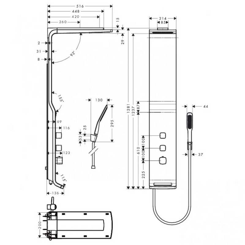 Душова панель Hansgrohe Raindance Shower panel Lift 180 2jet  White/Chrome Hansgrohe (27008400)